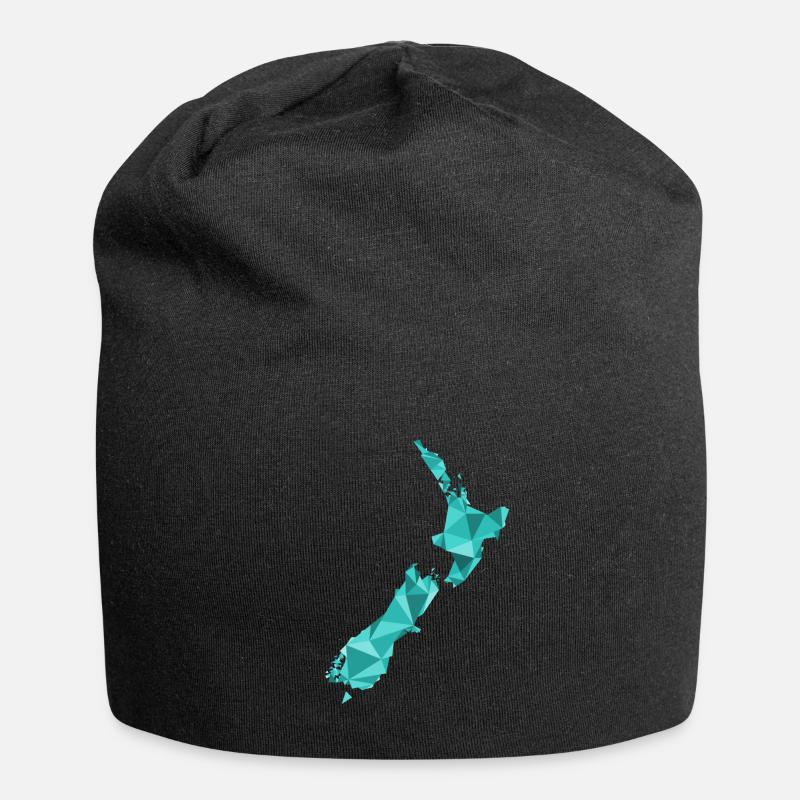 Carte de la Nouvelle-Zélande en style polygone - Bonnet en jersey - noir