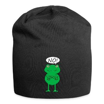 Statement, Der Nö Frosch Lustiges Statement Frog - Jersey-Beanie - Schwarz - Vorne