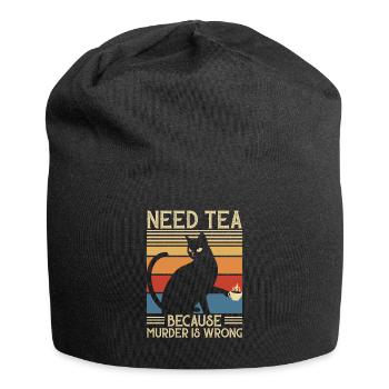 Need Tea Murder Cat - Jersey Beanie - black - Front