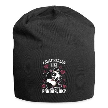 Panda Lustig Geschenk - Jersey-Beanie - Schwarz - Vorne