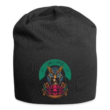 Lotus Owl Garden Gift - Jersey Beanie - black - Front