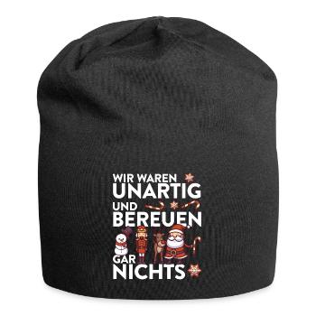 Weihnachtsmann Rentier XMAS Spruch Design - Jersey-Beanie - Schwarz - Vorne