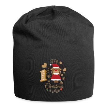 Le premier Noël de bébé - Bonnet en jersey - noir - Devant