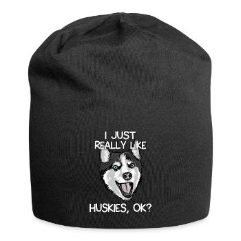 J'aime vraiment les Huskies, d'accord? - Bonnet en jersey - noir - Devant