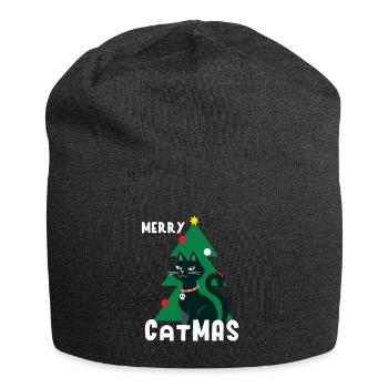 Katzen Weihnachten Xmas Miau Geschenkidee - Jersey-Beanie - Anthrazit - Vorne