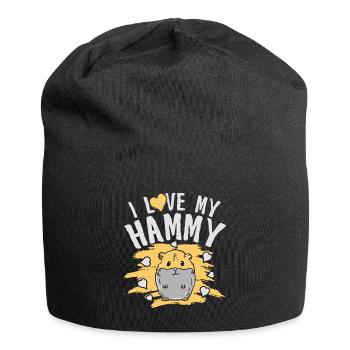 Hamster Liebe Nagetier Pelzig Tierchen Haustier - Jersey-Beanie - Schwarz - Vorne