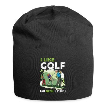 Golf Golfer Golfspieler Lustig Geschenk - Jersey-Beanie - Schwarz - Vorne