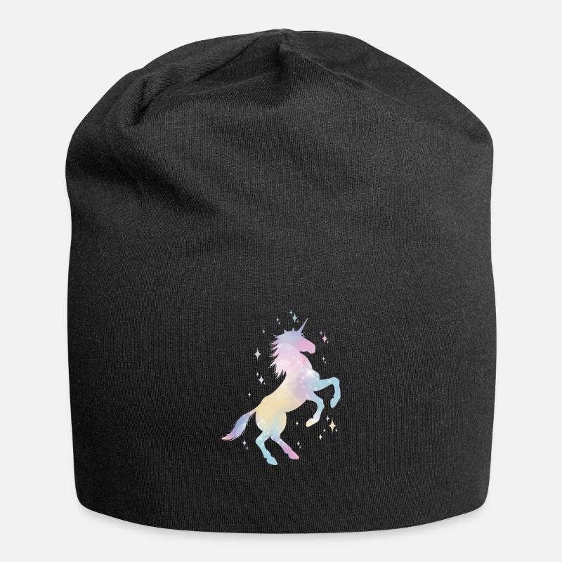 Einhorn - Jersey-Beanie - Schwarz