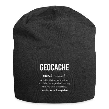 Geocache GPS Outdoor Lost place Geschenk - Jersey-Beanie - Anthrazit - Vorne