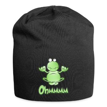 Ohmmm, yoga, grenouille méditante, jambes croisées - Bonnet en jersey - noir - Devant