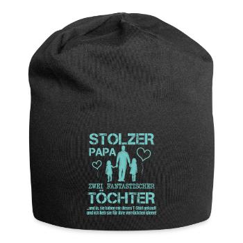 Stolzer Papa zwei Töchter - Jersey-Beanie - Schwarz - Vorne