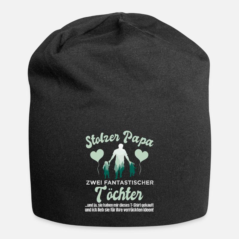 Stolzer Papa zwei Töchter - Jersey-Beanie - Schwarz