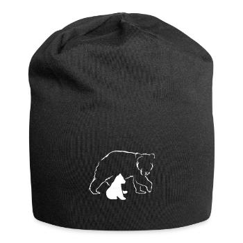 Bear and cub silhouette - Jersey Beanie - black - Front