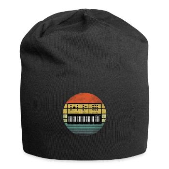 Synth Retro Sunset Synthesizer Vintage Look - Jersey-Beanie - Schwarz - Vorne