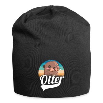 Cadeau animal mignon de loutre - Bonnet en jersey - noir - Devant