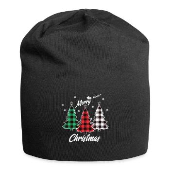 Buffalo Plaid Christmas Tree Red Green White - Jersey Beanie - black - Front