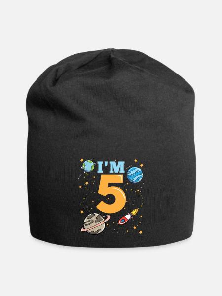 5th Birthday Space - Jersey Beanie - black