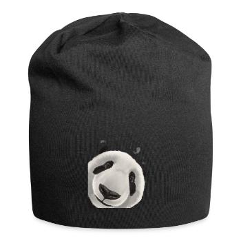 Neugieriger Panda Bär - Jersey-Beanie - Schwarz - Vorne