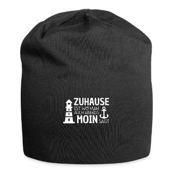 Zuhause Moin Norddeutsch Leuchtturm Meer Küste - Jersey-Beanie - Schwarz - Vorne
