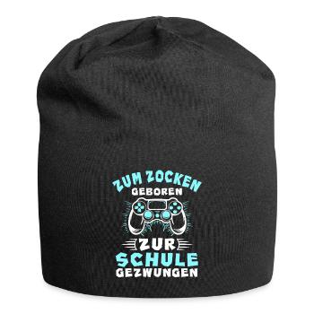 Gamer Zum Zocken Geboren Zur Schule Gezwungen - Jersey-Beanie - Schwarz - Vorne