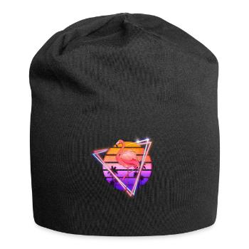 Flamingo Synthwave Retro Old School Cadeau - Bonnet en jersey - noir - Devant