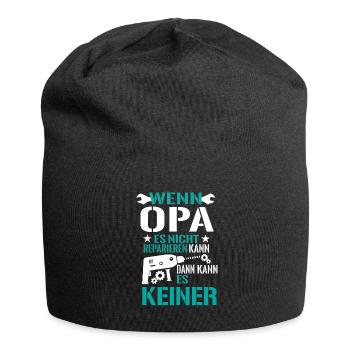 Opa Großvater Reparieren Basteln Bohrmaschine - Jersey-Beanie - Schwarz - Vorne