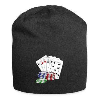 Poker Poker Pokerface jeu de cartes - Bonnet en jersey - charbon - Devant