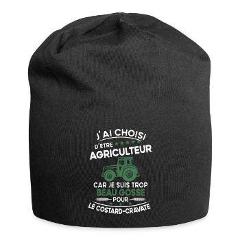 J'ai choisi d'être agriculteur - humour cadeau - Bonnet en jersey - noir - Devant