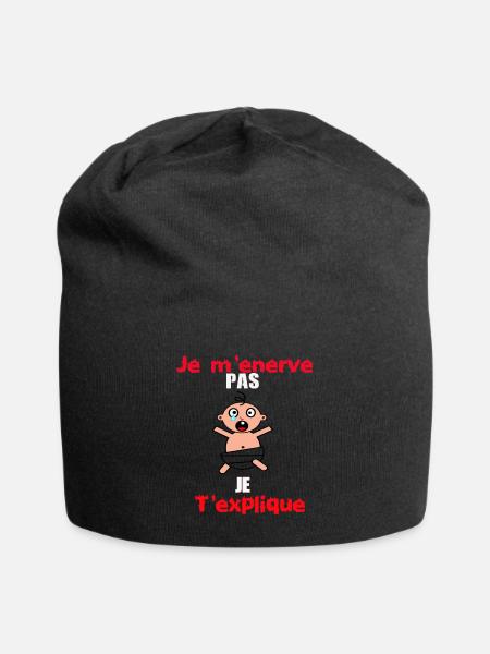 je m' enerve pas je t' explique - Bonnet en jersey - noir