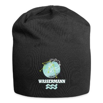 Sternzeichen Wassermann mit Sternenbild - Jersey-Beanie - Schwarz - Vorne