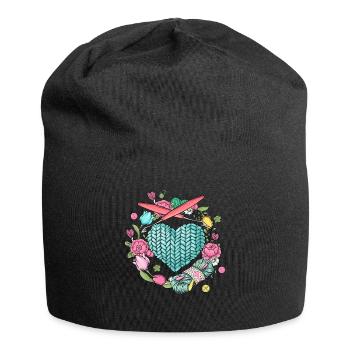 Häkeln Stricken Garn Strickerin Näherin - Jersey-Beanie - Schwarz - Vorne