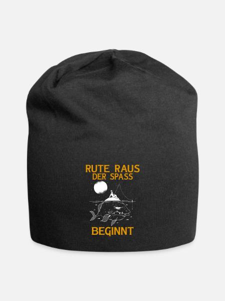 Rute Raus der Spass Beginnt Lustiges Angler Angeln - Jersey-Beanie - Schwarz