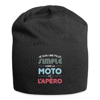 Je Suis Une Fille Simple J aime La Moto Et L apéro - Bonnet en jersey - noir - Devant