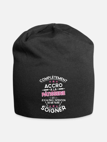 Accro à la pâtisserie - cadeau humour - Bonnet en jersey - noir