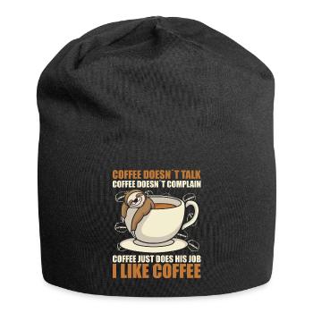 coffee doesn't talk coffee doesn't whine sloth - Jersey Beanie - black - Front