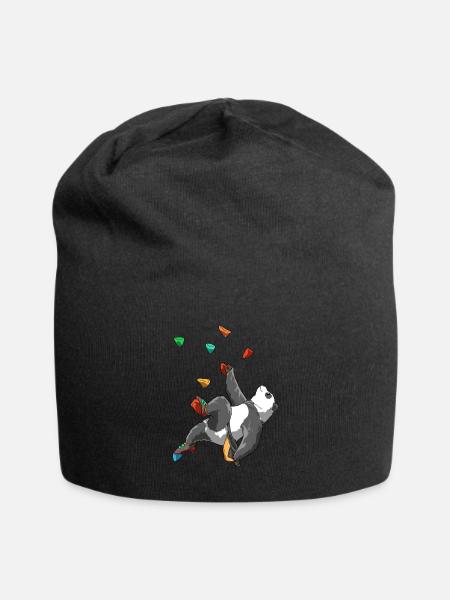 Cadeau drôle de panda et d'escalade - Bonnet en jersey - noir