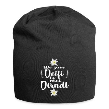 Bayern Dirndl Lustig festzelt Geschenkide - Jersey-Beanie - Schwarz - Vorne