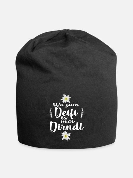 Bayern Dirndl Lustig festzelt Geschenkide - Jersey-Beanie - Schwarz