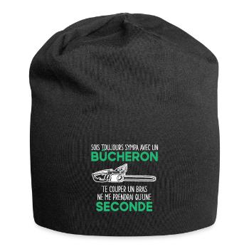Bûcheron Tronçonneuse Humour Cadeau - Bonnet en jersey - noir - Devant