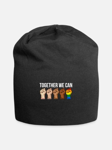 Anti racisme noir lgbtq droits de l'homme - Bonnet en jersey - noir