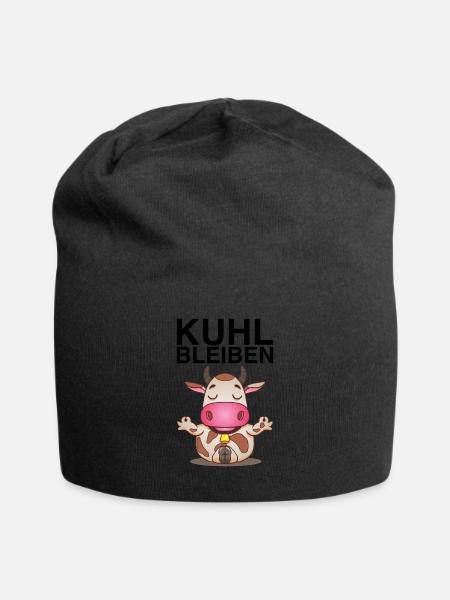 Lustige Kuh Sprüche Landwirtschaft Geschenk - Jersey-Beanie - Schwarz