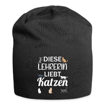 Lehrerin Liebt Katzen Geschenk Katzenliebhaber - Jersey-Beanie - Schwarz - Vorne