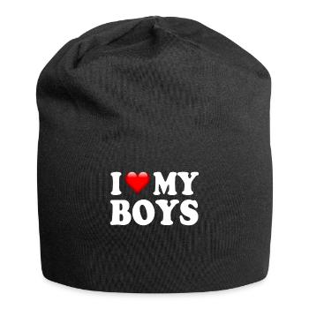 j'aime mes garçons - Bonnet en jersey - noir - Devant