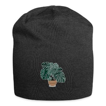 Monstera plant Beautiful houseplant - Jersey Beanie - charcoal grey - Front