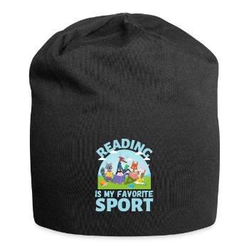 reading is my favorite sport animal reading books - Jersey Beanie - black - Front