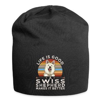 Cadeau de berger suisse blanc - Bonnet en jersey - noir - Devant