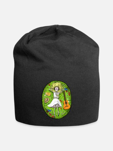 Skelett Hippie - Jersey-Beanie - Schwarz