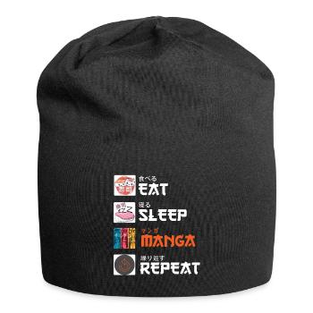 eat sleep manga repeat - Jersey Beanie - black - Front
