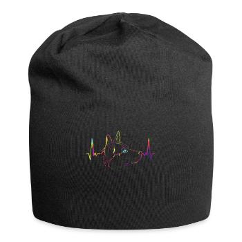 EKG d'art de ligne de chien de bétail australien coloré - Bonnet en jersey - noir - Devant