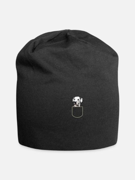 Dalmatiner In Der Brusttasche Hundr Geschenkidee - Jersey-Beanie - Schwarz